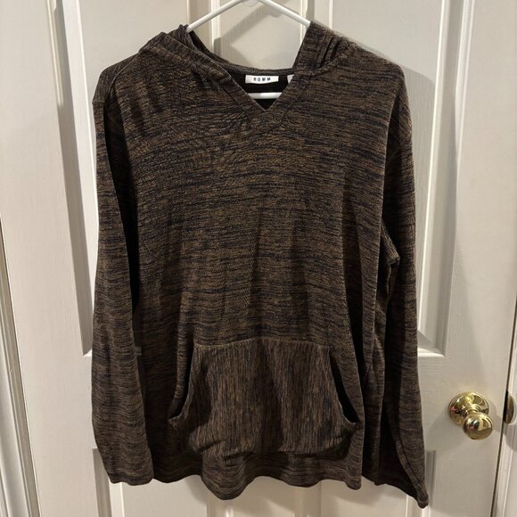 ROWN Men's Long Sleeve Slub Lightweight V-Neck Hoodie ~ Medium ~ EUC - Picture 1 of 5
